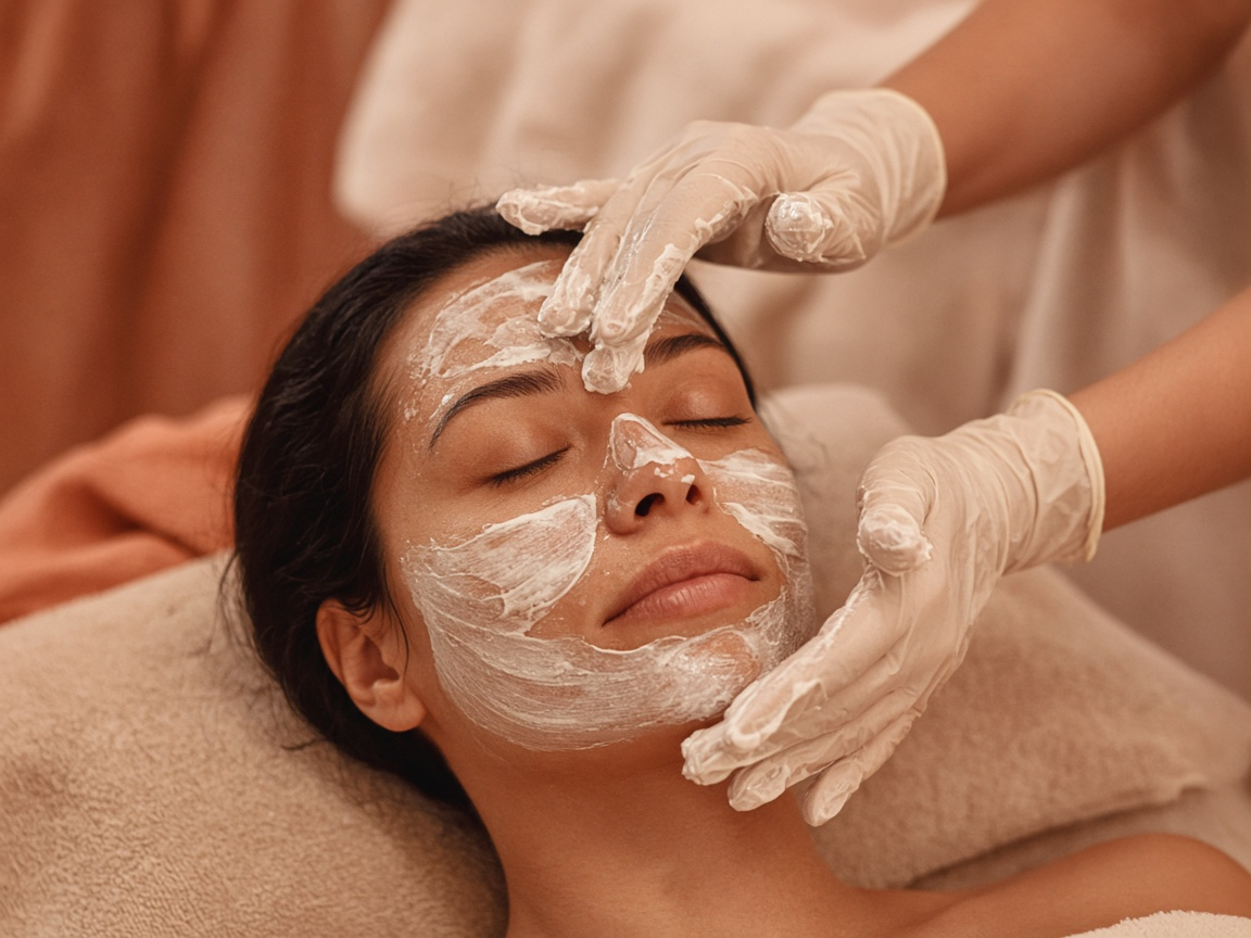 A facial in progress at the salon